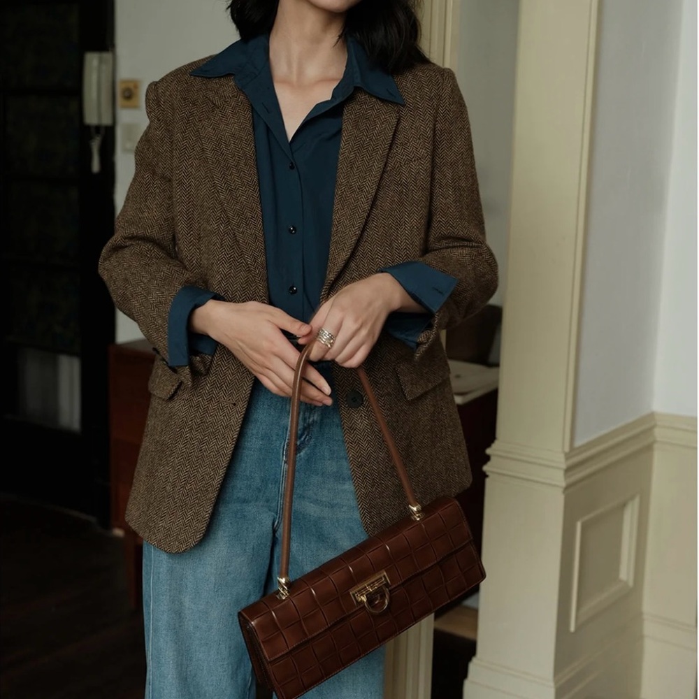 wool herringbone Tweed Blazer